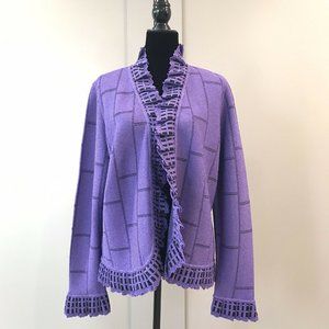 Brenda French Rags Cardigan Sweater Size Medium Purple Vintage EUC